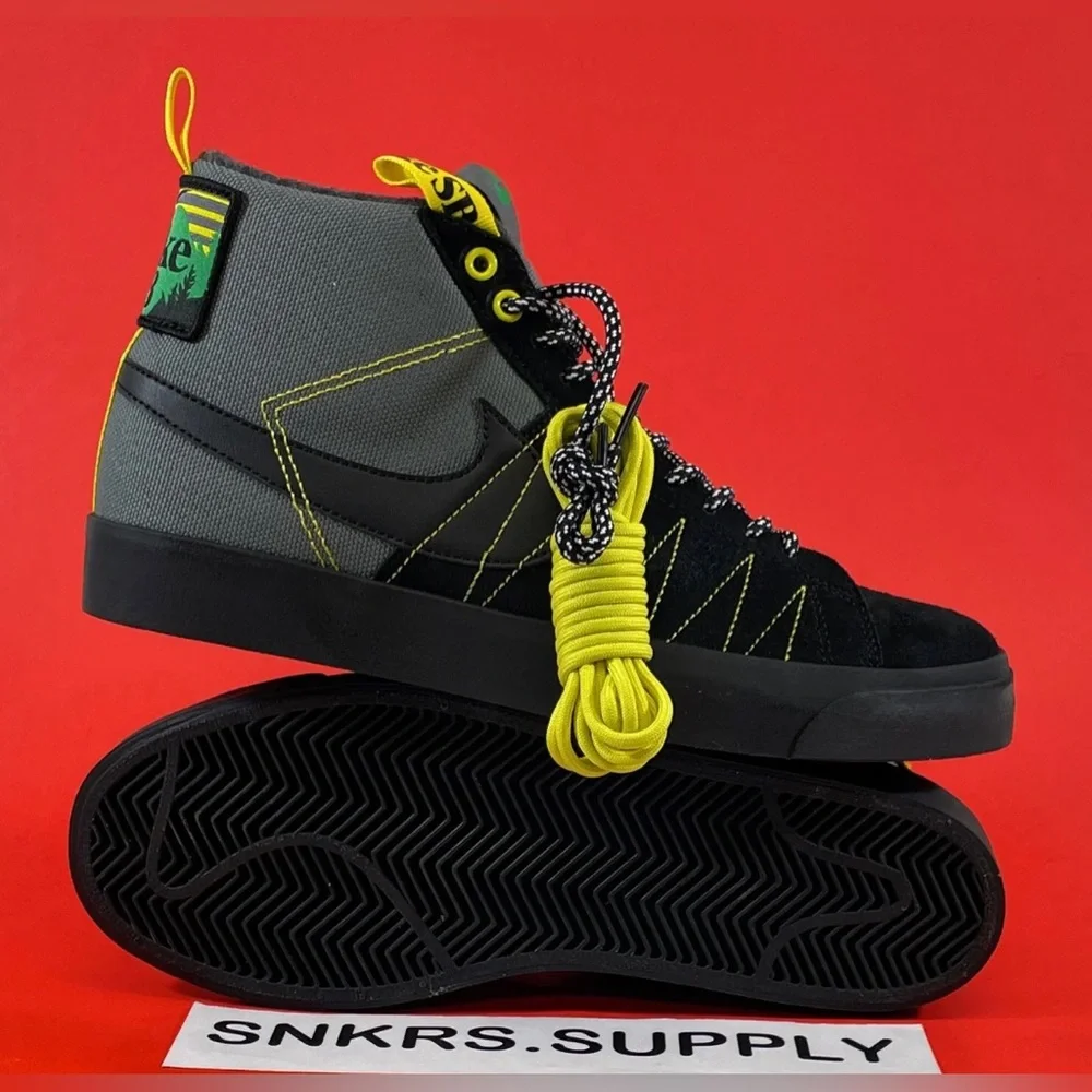 Nike High-Top Skate Sneakers in Black, Gray & Yellow